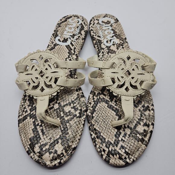 Sam Edelman Circus Cherri Snakeskin Medallion Thong Flip Flip Sandals Shoes 9.5M - Picture 3 of 6